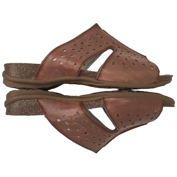 Propet Fionna Leather Cork Laser Cut Slides Sandal Womens Brown 7 - Picture 11 of 14